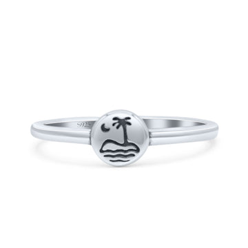Delightful Moon Tree Beach Statement Earth Nature Design Oxidized Thumb Band